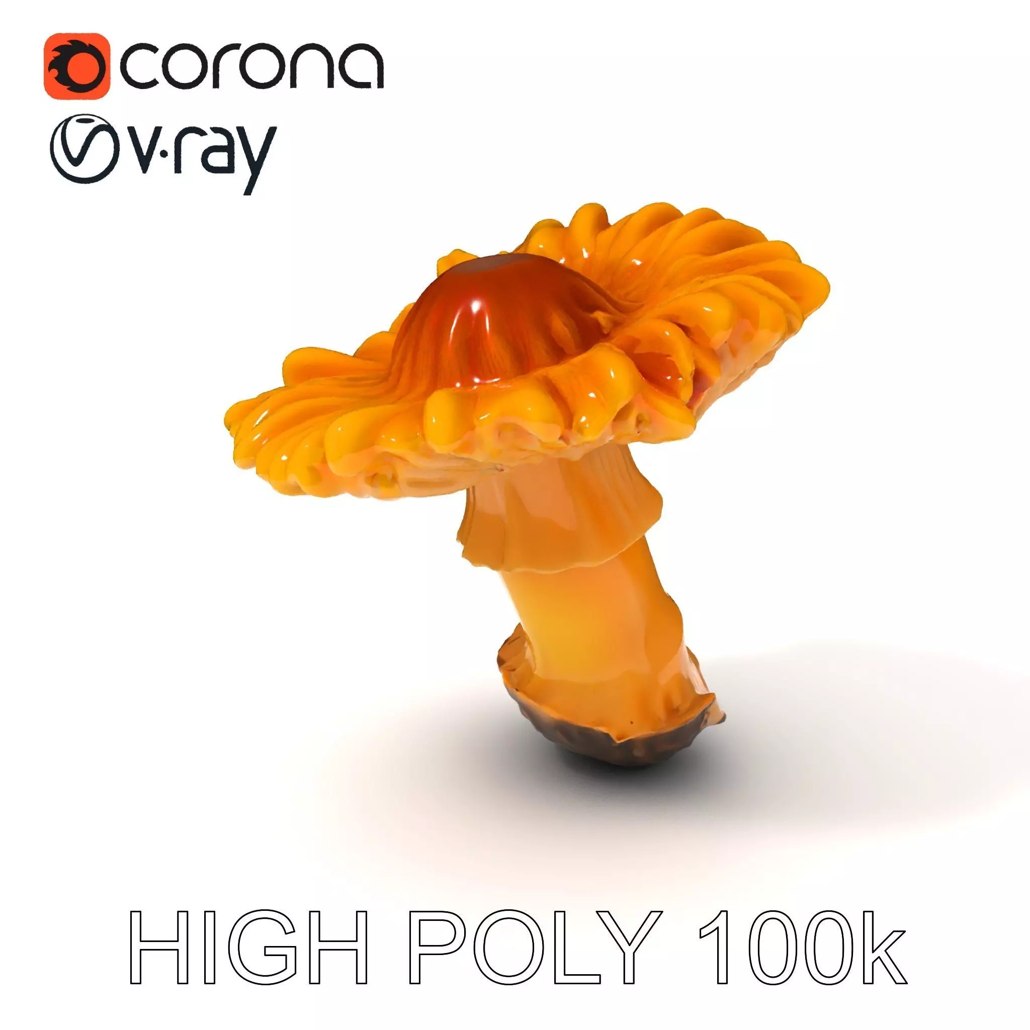 Chanterelle Mushroom D Model Pack Low-poly 3D model_0