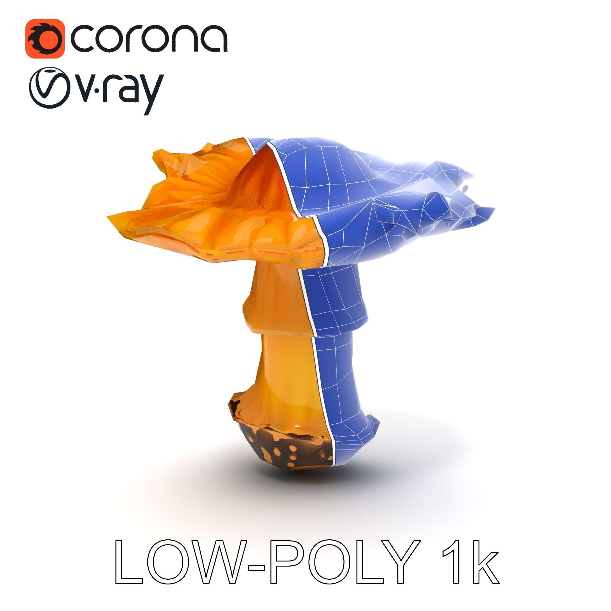 Chanterelle Mushroom D Model Pack Low-poly 3D model_17