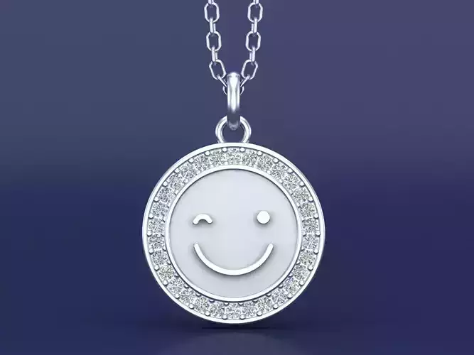 Smile Diamond Pendant Necklace CAD Design 3D print model