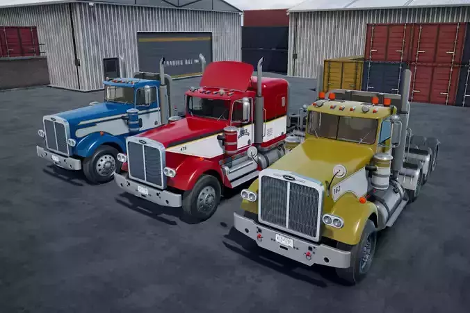 80s Semitruck unity asset Low-poly 3D model