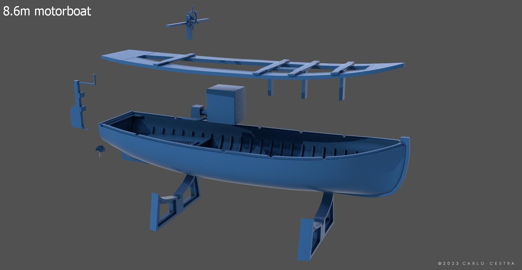 8m and 60cm italian ww2 motorboat - Commercial lic - 1-100 scale 3D print model_4