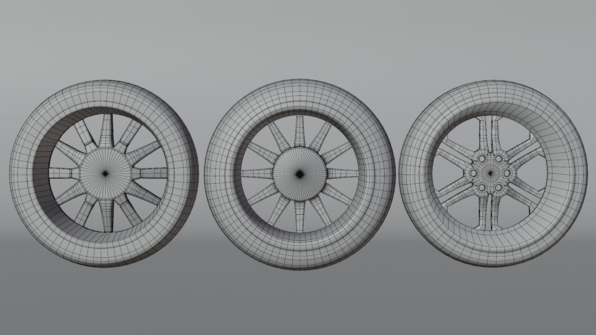 Car wheel set Low-poly 3D model_5