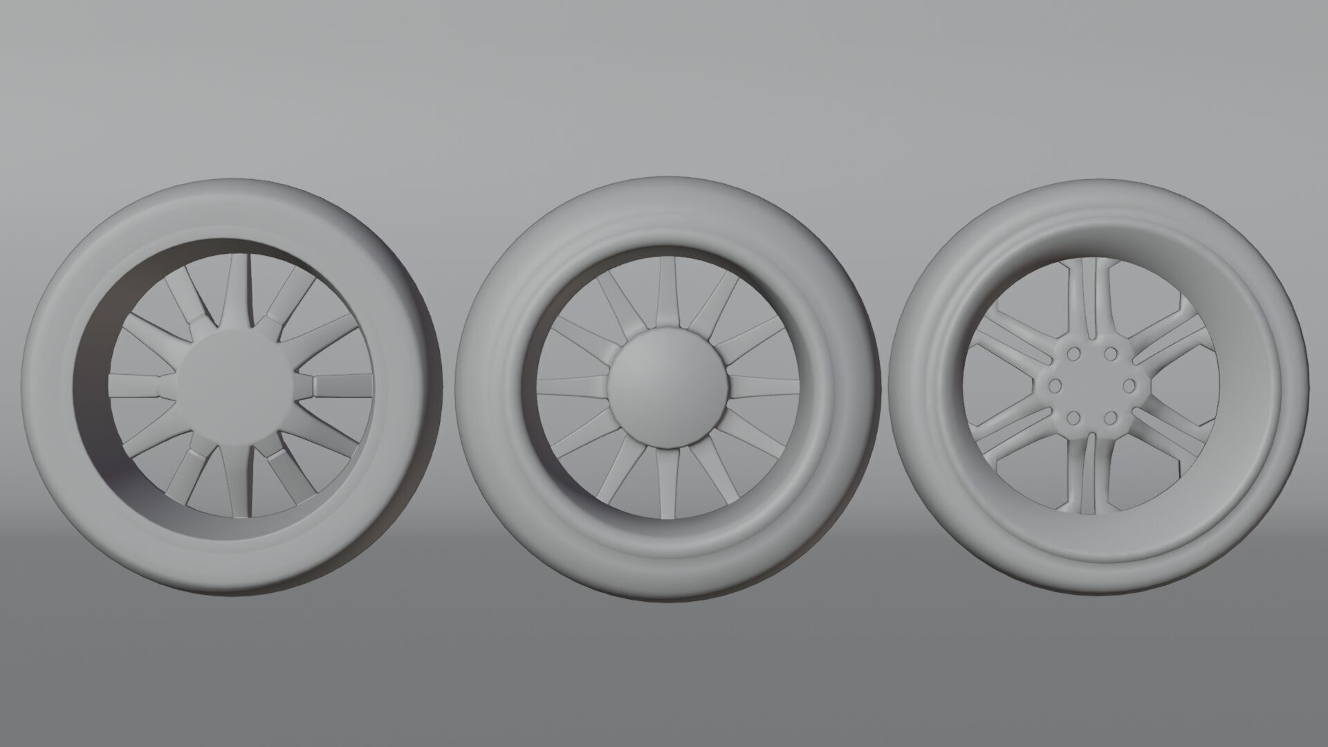 Car wheel set Low-poly 3D model_6