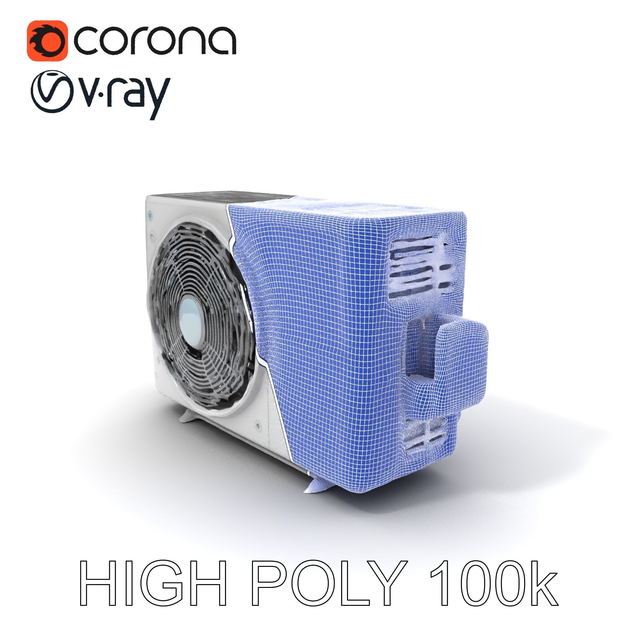 WallMounted Air Conditioning Unit D Model Pack Low-poly 3D model_3