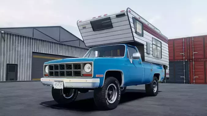 80s Camper Truck unity asset Low-poly 3D model