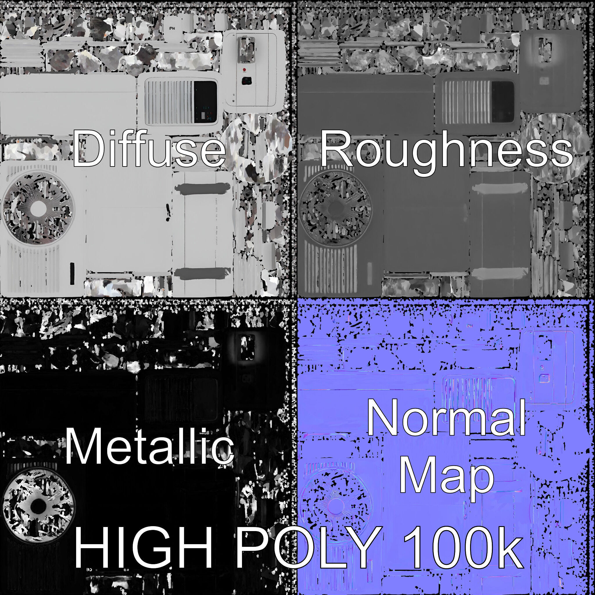 Air Conditioner D Model Pack for Realistic Simulations Low-poly 3D model_2