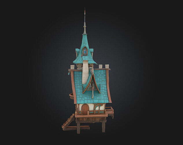Whimsical Spire House 3D model 3