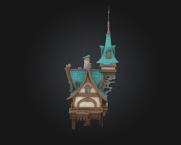 Whimsical Spire House 3D model 4
