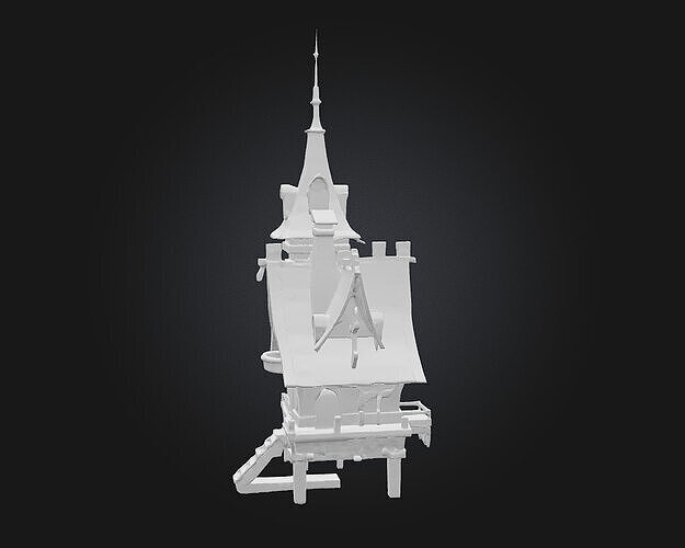 Whimsical Spire House 3D model 7