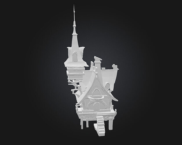 Whimsical Spire House 3D model 6