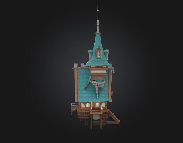 Whimsical Spire House 3D model 5