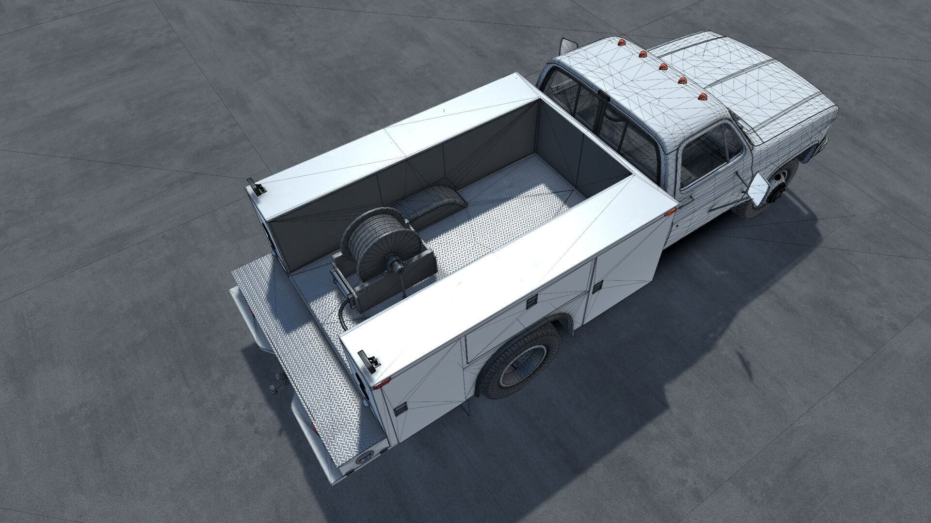 80s Service Truck unity asset Low-poly 3D model_20