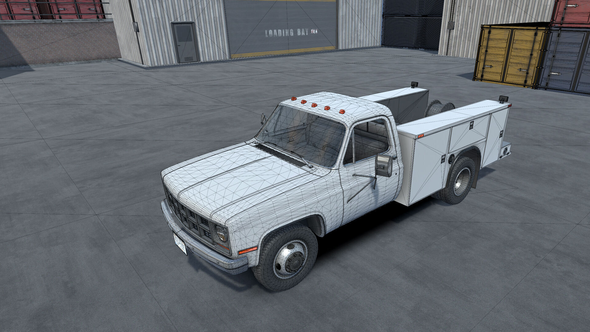80s Service Truck unity asset Low-poly 3D model_23