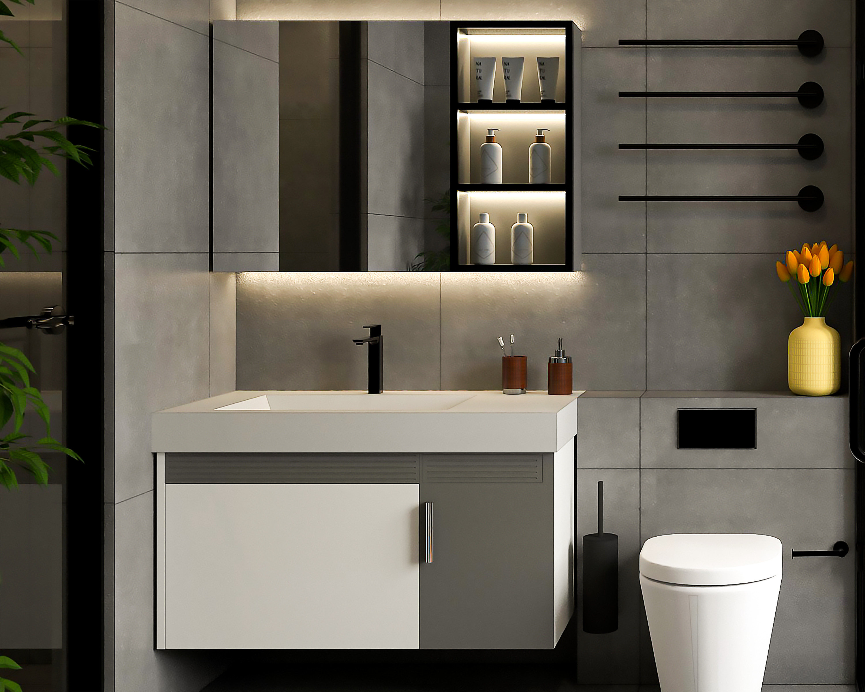 Modern Bathroom Interior Game-Ready Low-Poly Low-poly 3D model_6