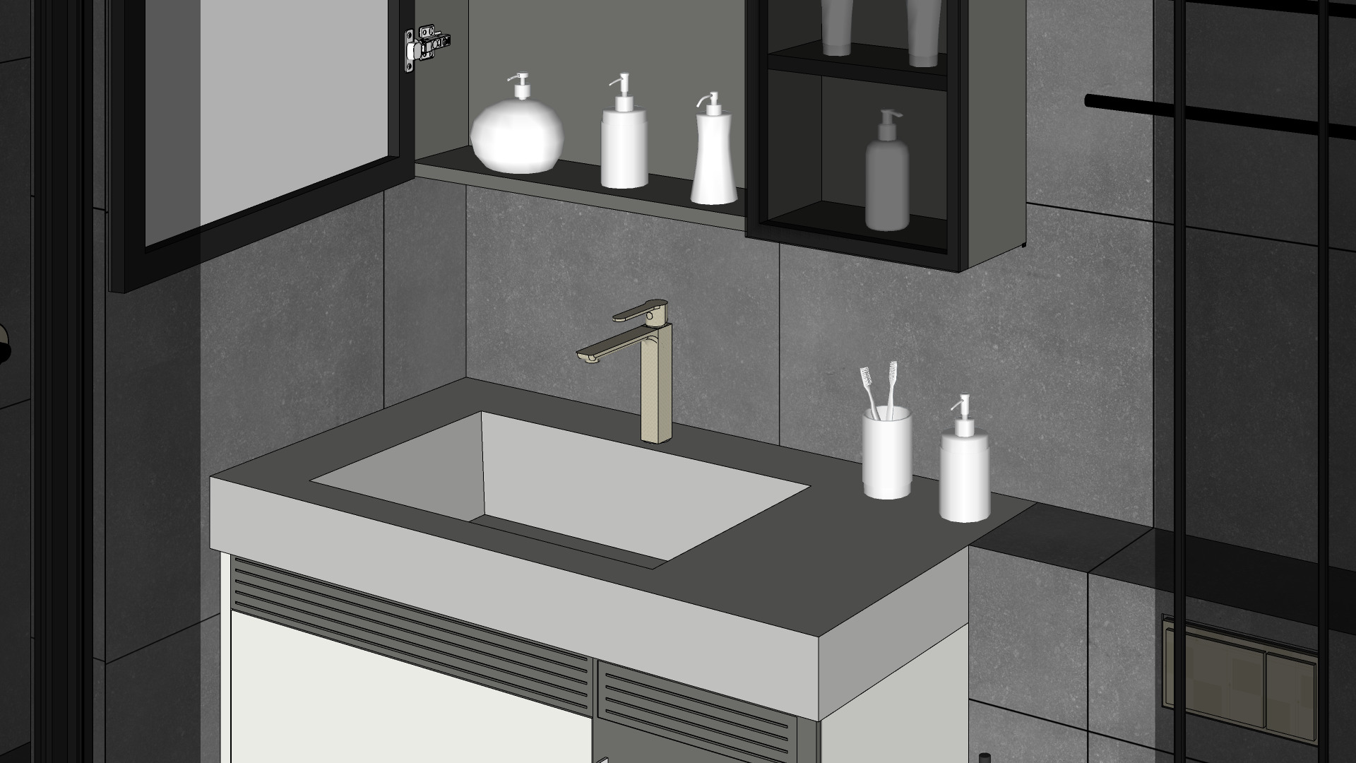 Modern Bathroom Interior Game-Ready Low-Poly Low-poly 3D model_10