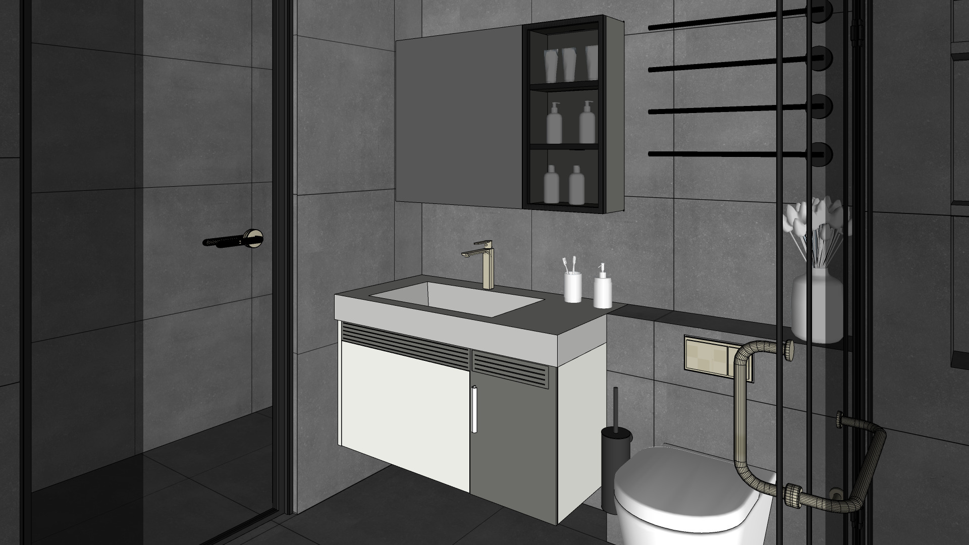 Modern Bathroom Interior Game-Ready Low-Poly Low-poly 3D model_15
