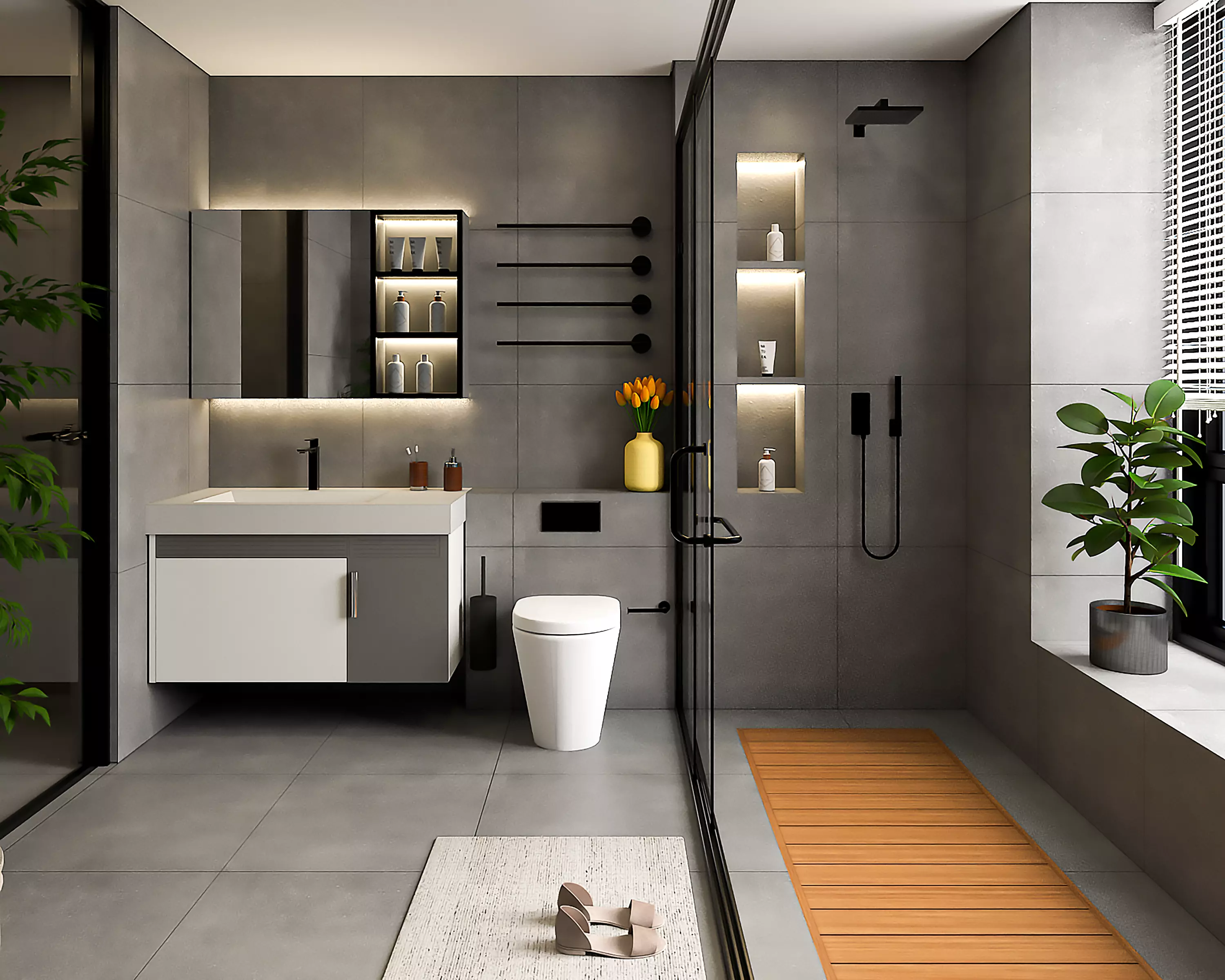 Modern Bathroom Interior Game-Ready Low-Poly Low-poly 3D model_0