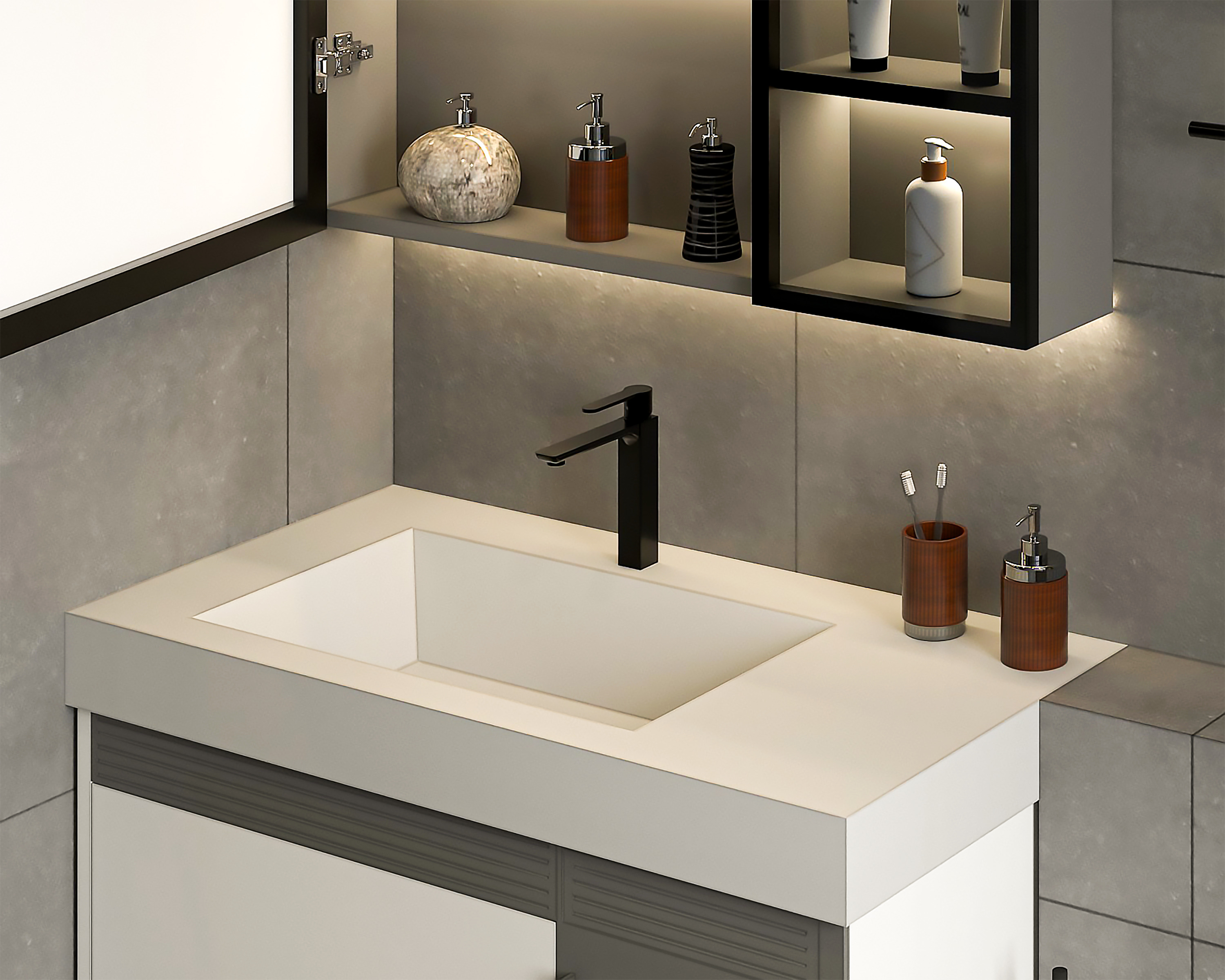 Modern Bathroom Interior Game-Ready Low-Poly Low-poly 3D model_2