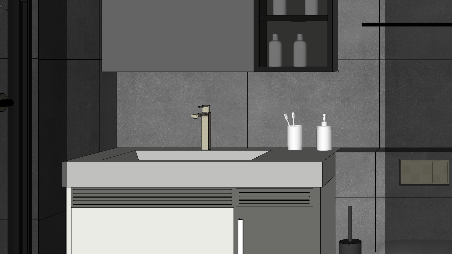 Modern Bathroom Interior Game-Ready Low-Poly Low-poly 3D model_11