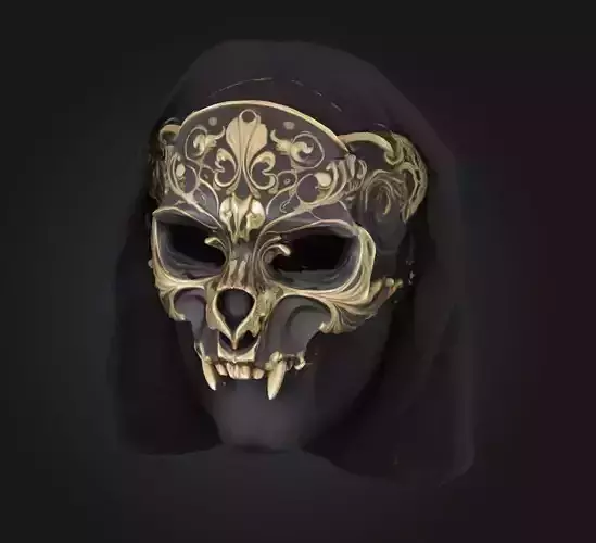 Dark Skull Barokko Face Mask - Dark Skull Embroidered Mask