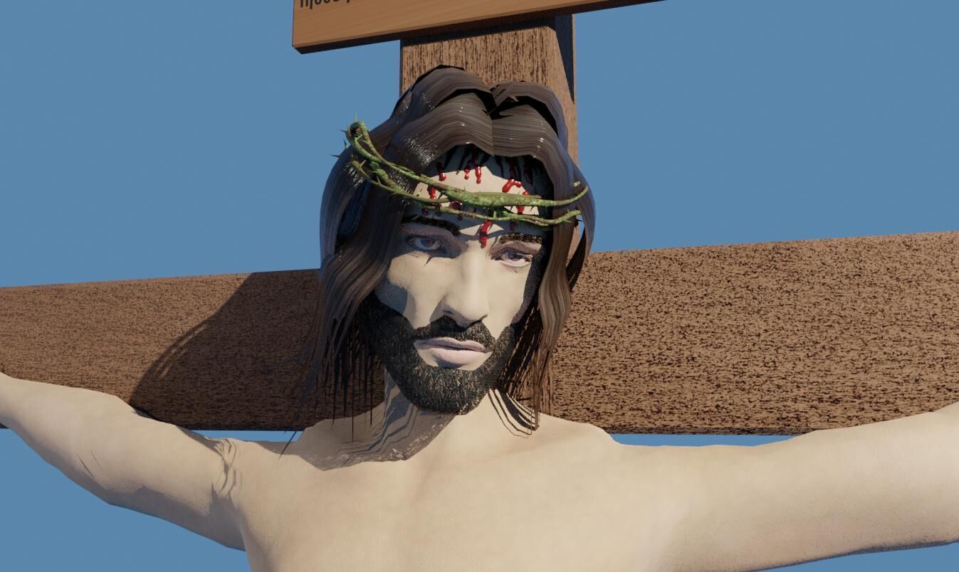 Jesus On The Cross - Cristo Low-poly 3D model_2