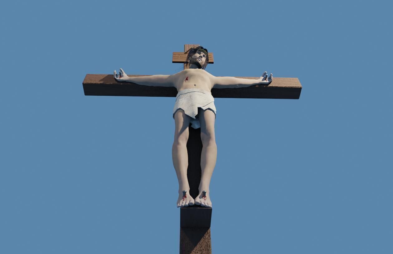 Jesus On The Cross - Cristo Low-poly 3D model_10