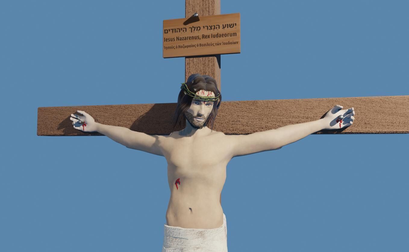 Jesus On The Cross - Cristo Low-poly 3D model_6