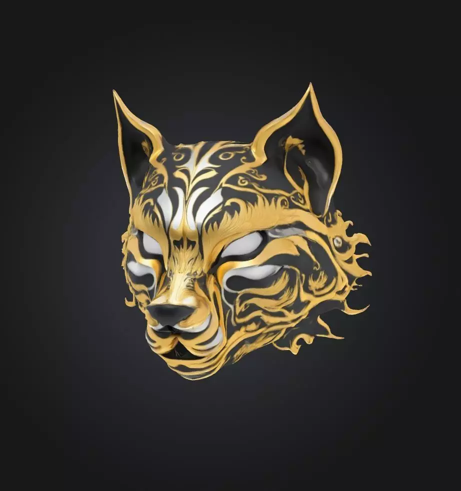 Dark Animal Wolf Face Mask - Prom Wolf Embroidered Mask 3D print model