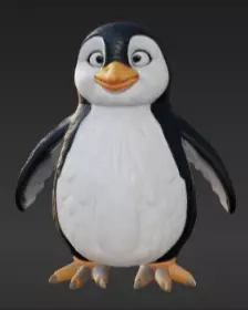 Happy Cartoon Penguin Pal 3D Model 3D print model_0