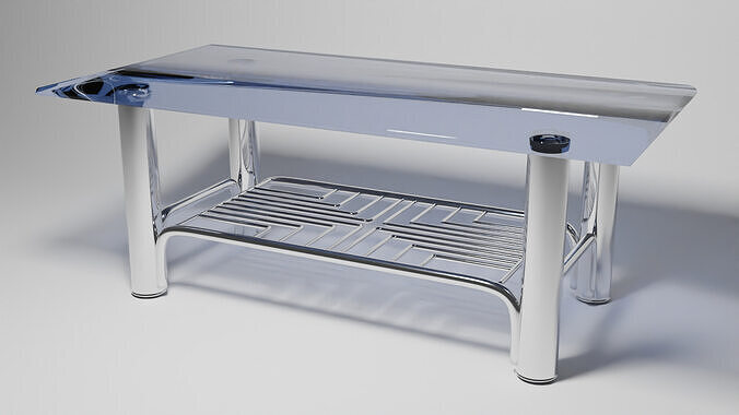 Futuristic Glass and Chrome Table  High Quality 3D Model 3D model