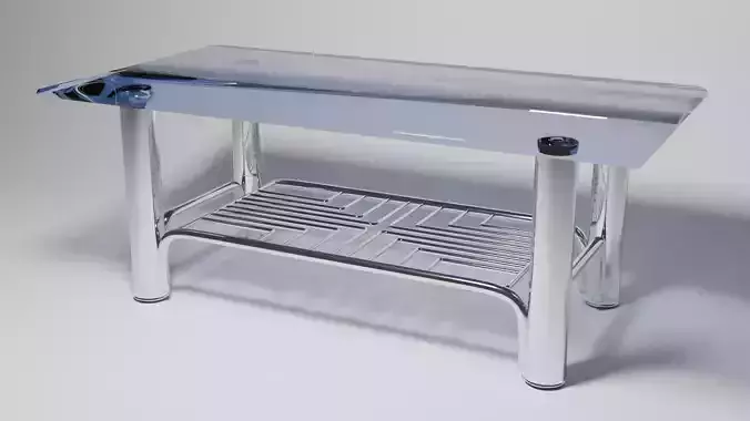 Futuristic Glass and Chrome Table  High Quality 3D Model