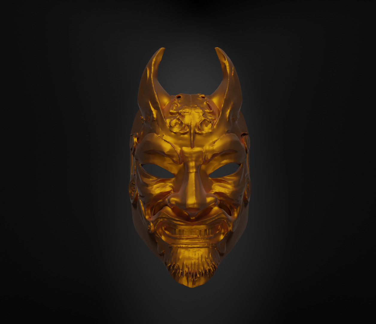 Japan Smurai Face Mask - Devil Samurai Embroidered Mask 3D print model_7