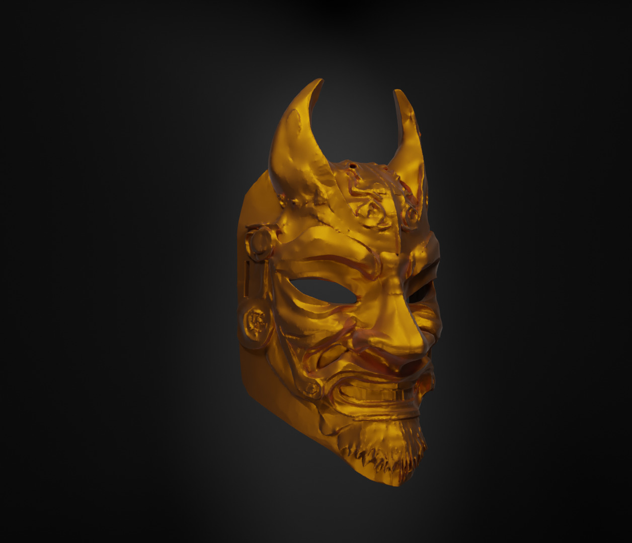 Japan Smurai Face Mask - Devil Samurai Embroidered Mask 3D print model_42