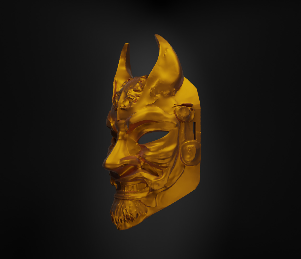 Japan Smurai Face Mask - Devil Samurai Embroidered Mask 3D print model_39