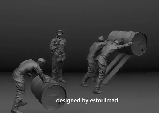 WW2 GERMAN SOLDIERS LOGISTICS PACK LOADING DRUMS 3D print model