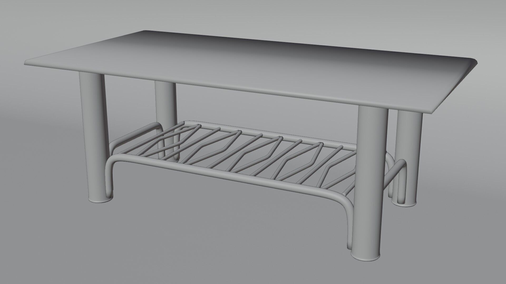 Modern Chrome Table with Wavy Shelf and Blue Glass Top  3D Model 3D model_9