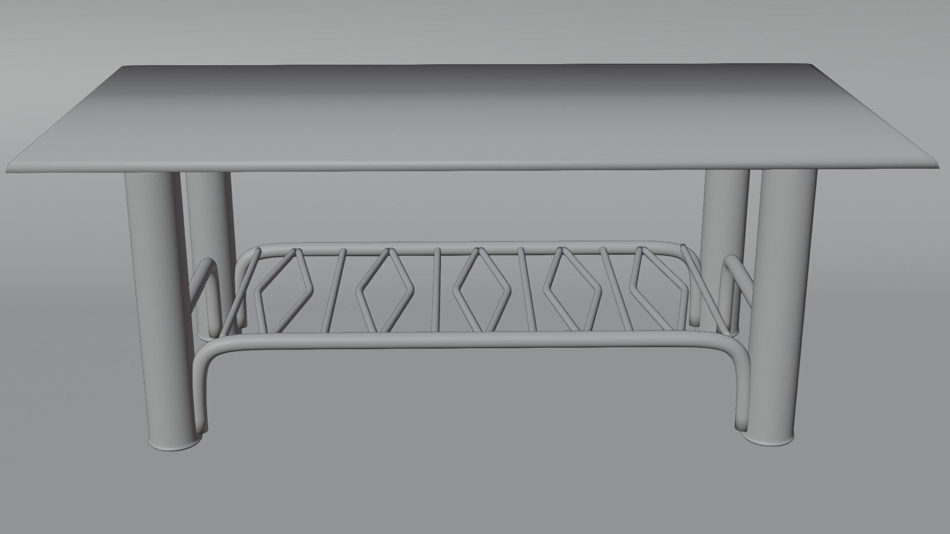 Modern Chrome Table with Wavy Shelf and Blue Glass Top  3D Model 3D model_11