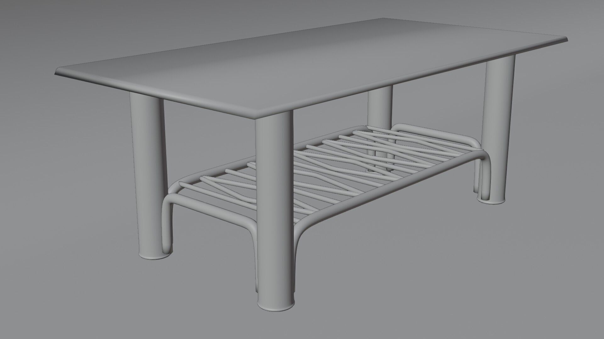 Modern Chrome Table with Wavy Shelf and Blue Glass Top  3D Model 3D model_10