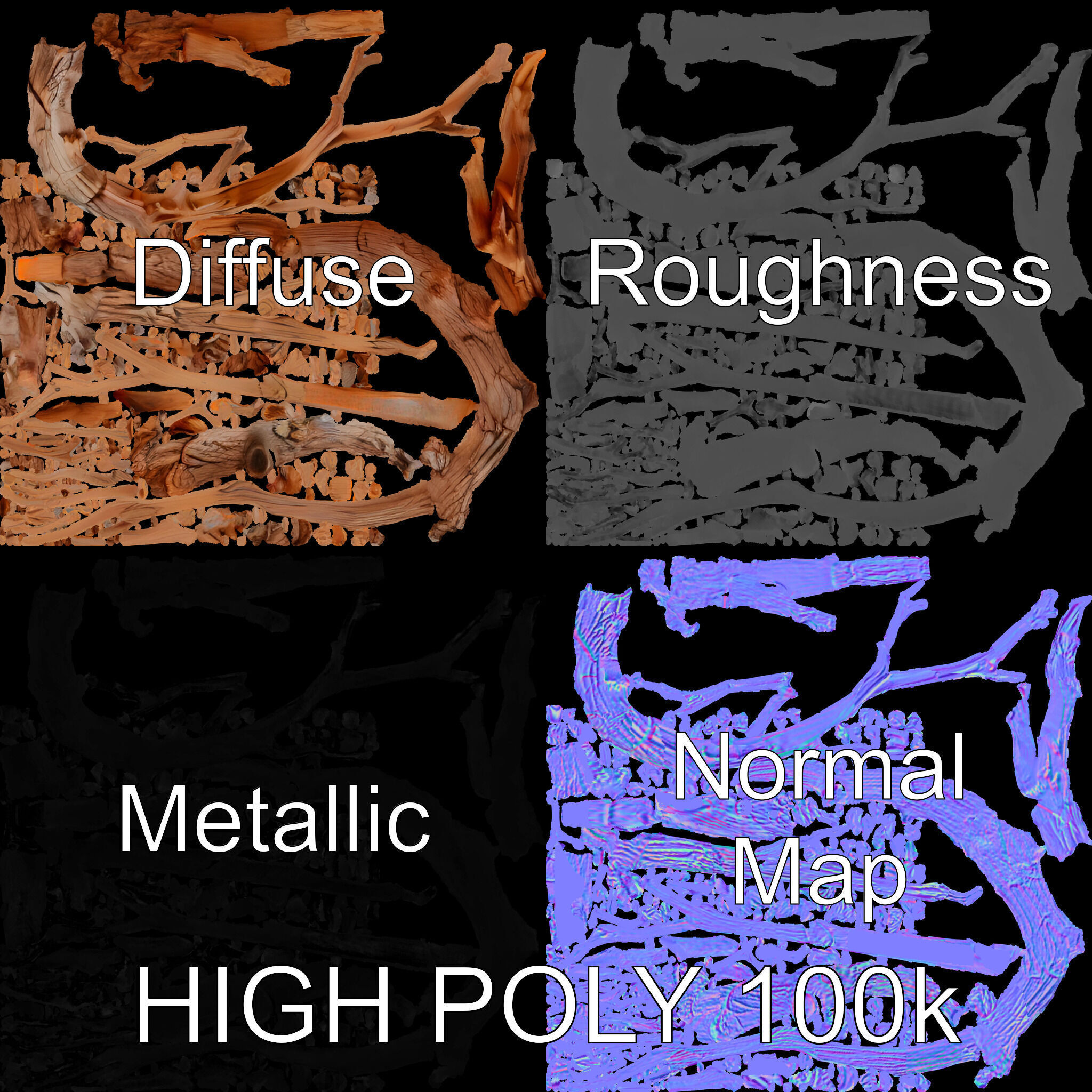 Realistic Tree Branch Model Pack for Environment Design Low-poly 3D model_2