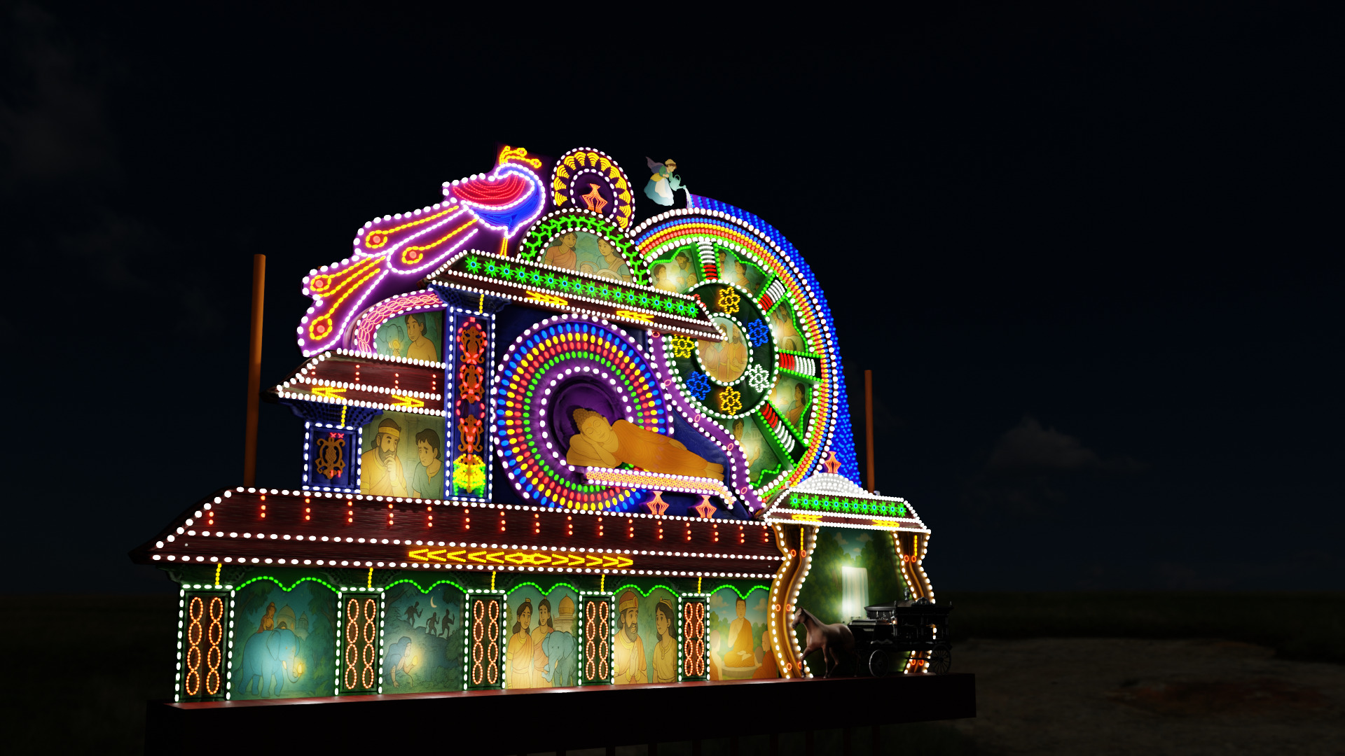 Animated Vesak Thoran 3D Model Buddhist Light Display 3D model_2