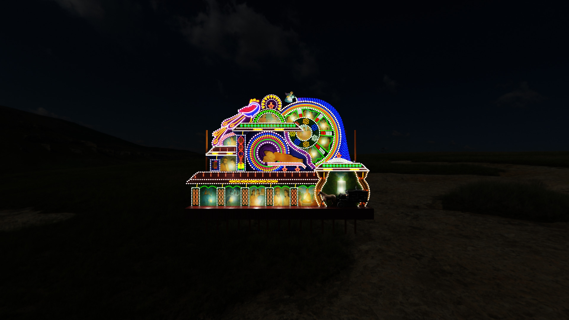 Animated Vesak Thoran 3D Model Buddhist Light Display 3D model_3