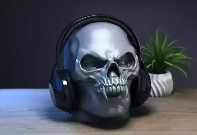 Human with skull mask Headphone Stand 3D print model