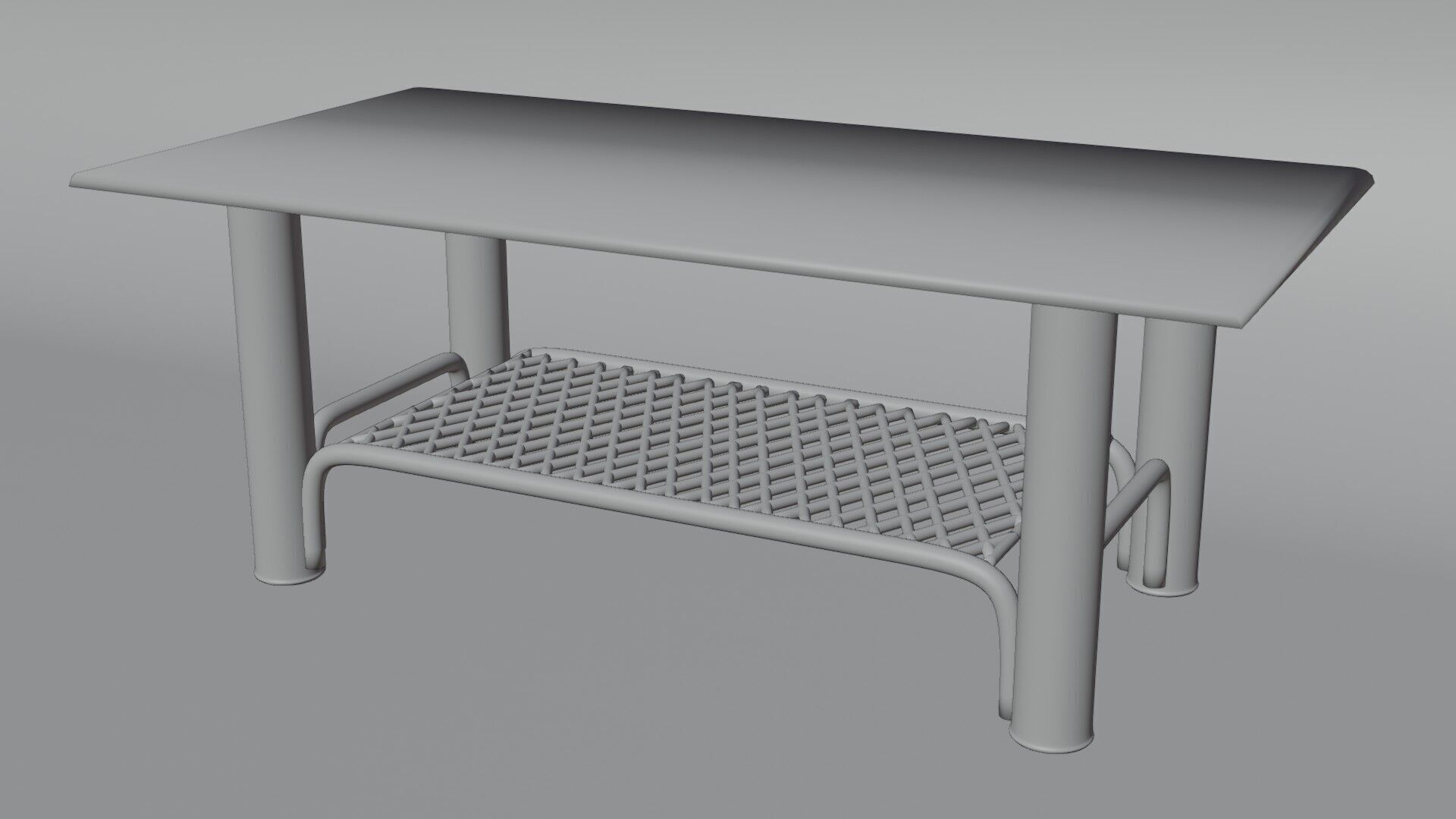 Modern Chrome Table with Grid Shelf and Blue Glass  3D model_14