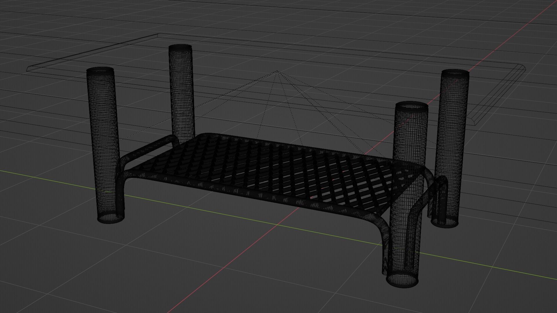 Modern Chrome Table with Grid Shelf and Blue Glass  3D model_15