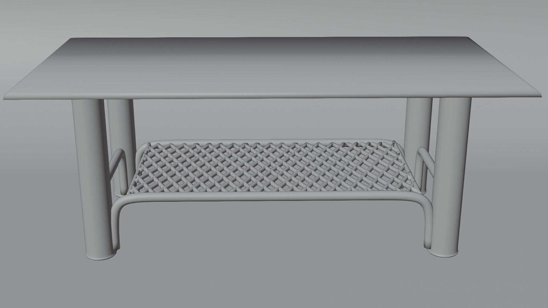 Modern Chrome Table with Grid Shelf and Blue Glass  3D model_13