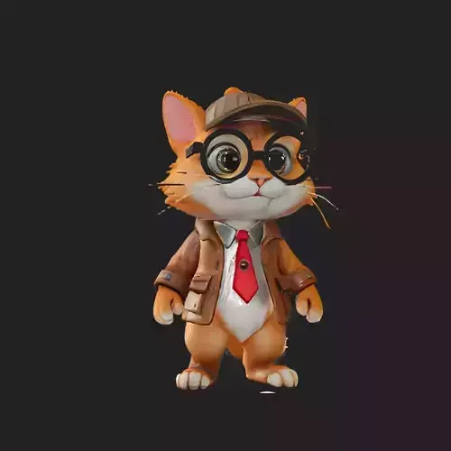 Cartoon Cat Detective Model 3D print model