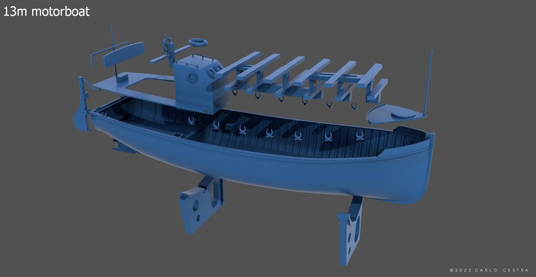 13m italian ww2 motorboat - Commercial license - 1-100 scale 3D print model_6