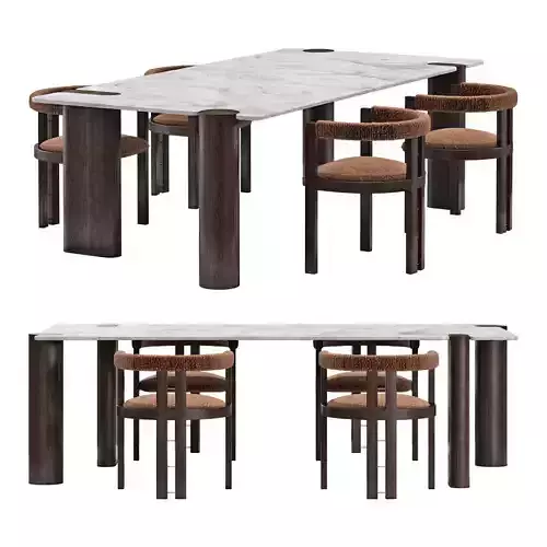 Black tie dining set kumiko chair-amoris table rectangle 3D model