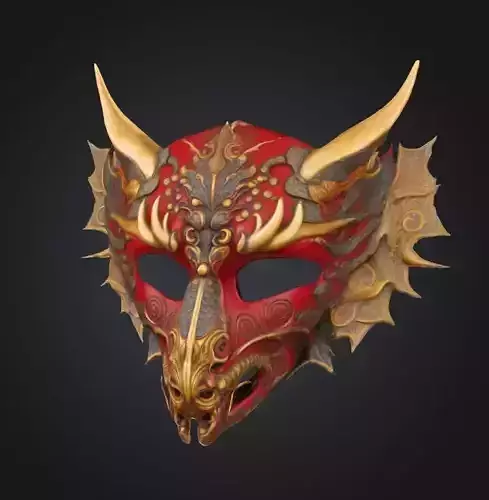 Dragon Theme Face Mask - Japan Dragon Embroidered Mask 3D print model
