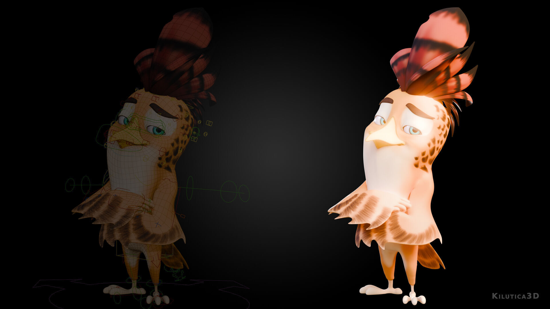 3D Orange - Rigged Cartoon Bird Low-poly 3D model_5